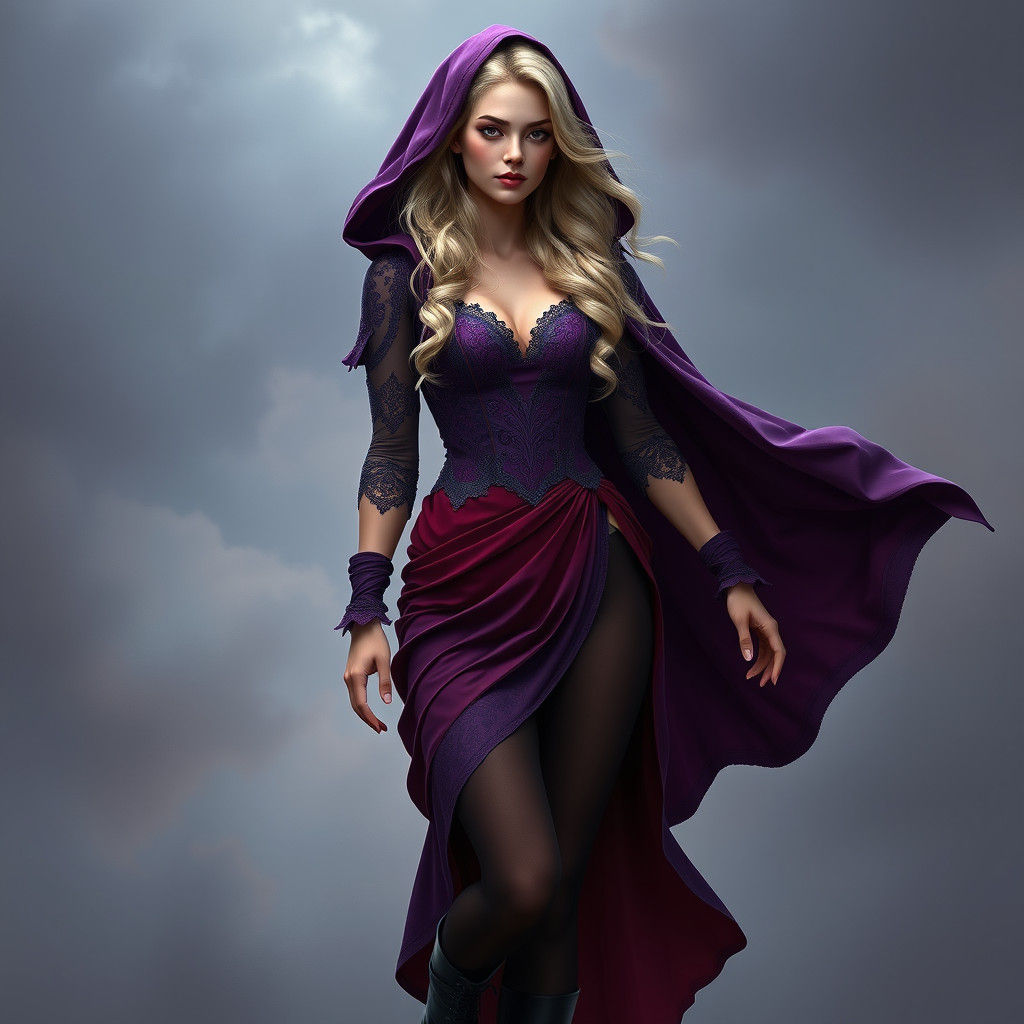 Regal Woman in Purple, High-Fantasy Concept Art