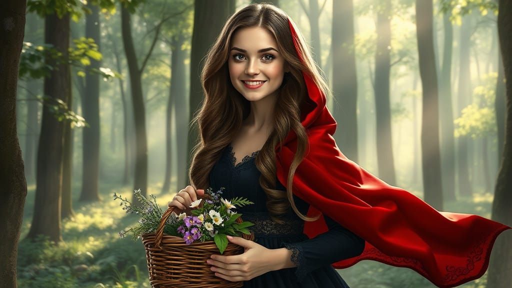 Enchanting Woodland Maiden in Whimsical Realism Style