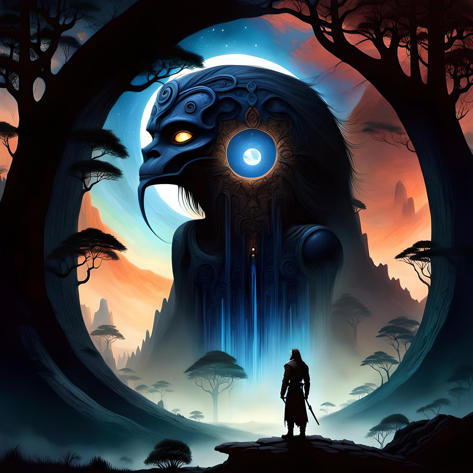 Detailed Matte Painting of a Bird in Deep Color