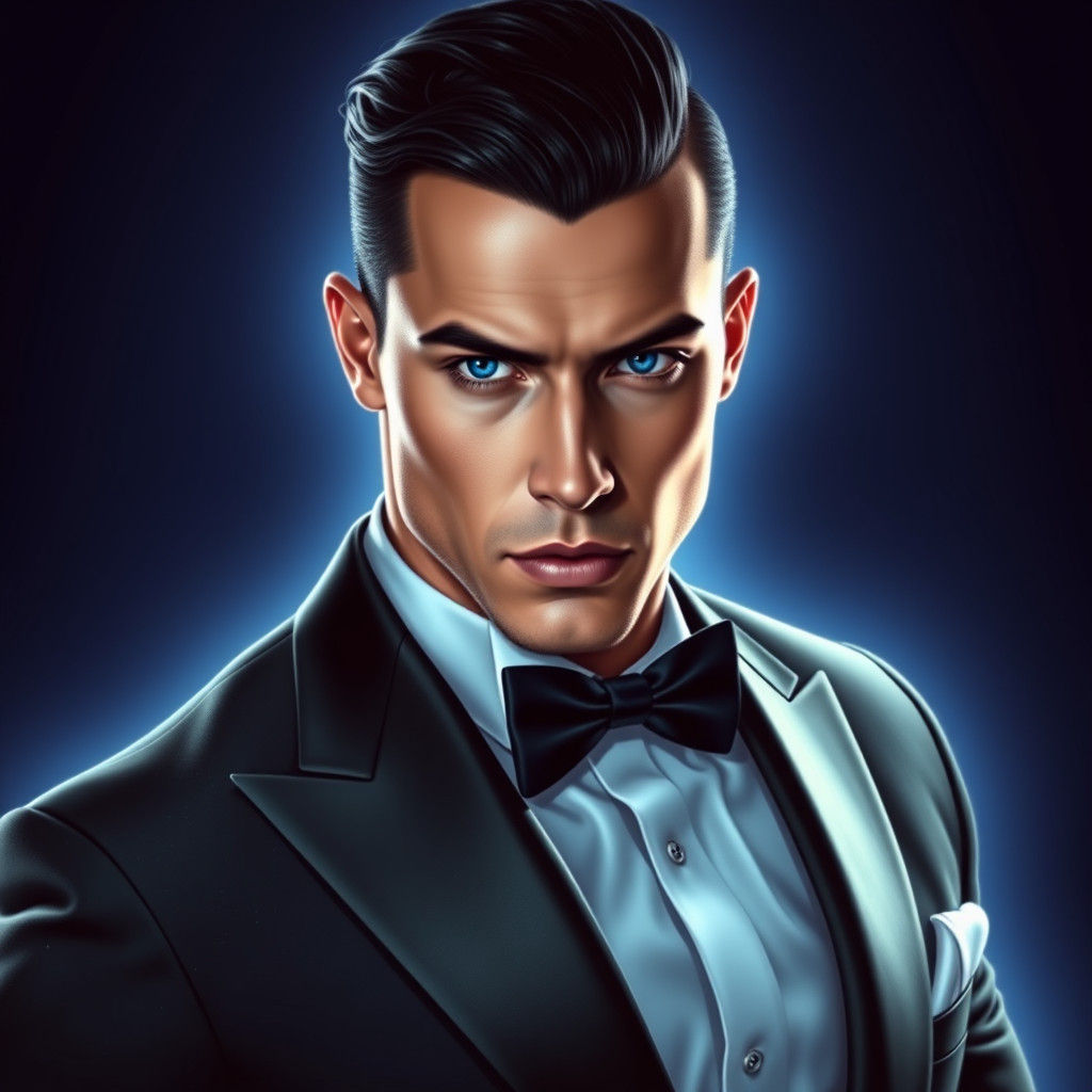 Sophisticated Man in Black Tuxedo with Luminescent Glow