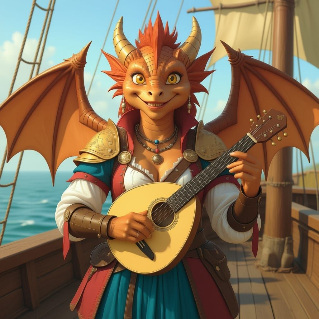 Dragonborn Bard Penelope: Brass Penny Portrait