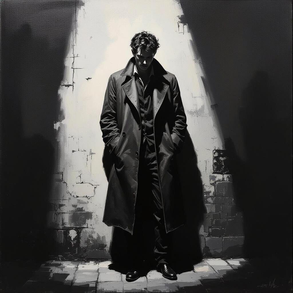 Chiaroscuro Portrait of a Man in Alley