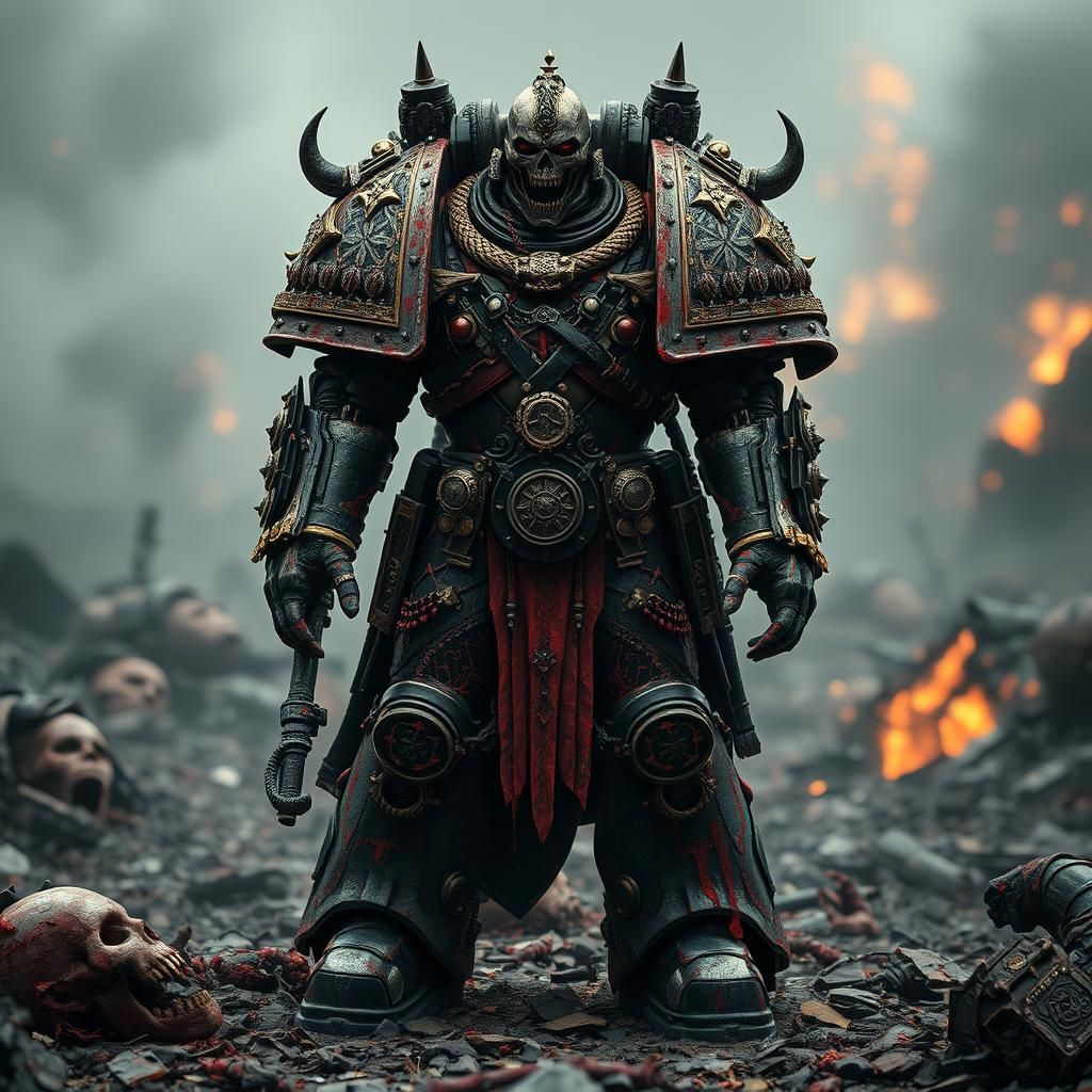 Chaos Space Marine Triumph in War-Torn Landscape