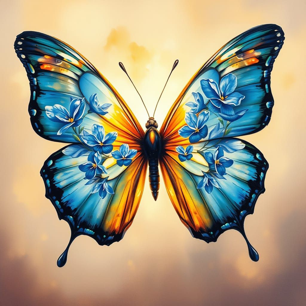 Ethereal Butterfly in Dreamy, Impressionist Masterpiece
