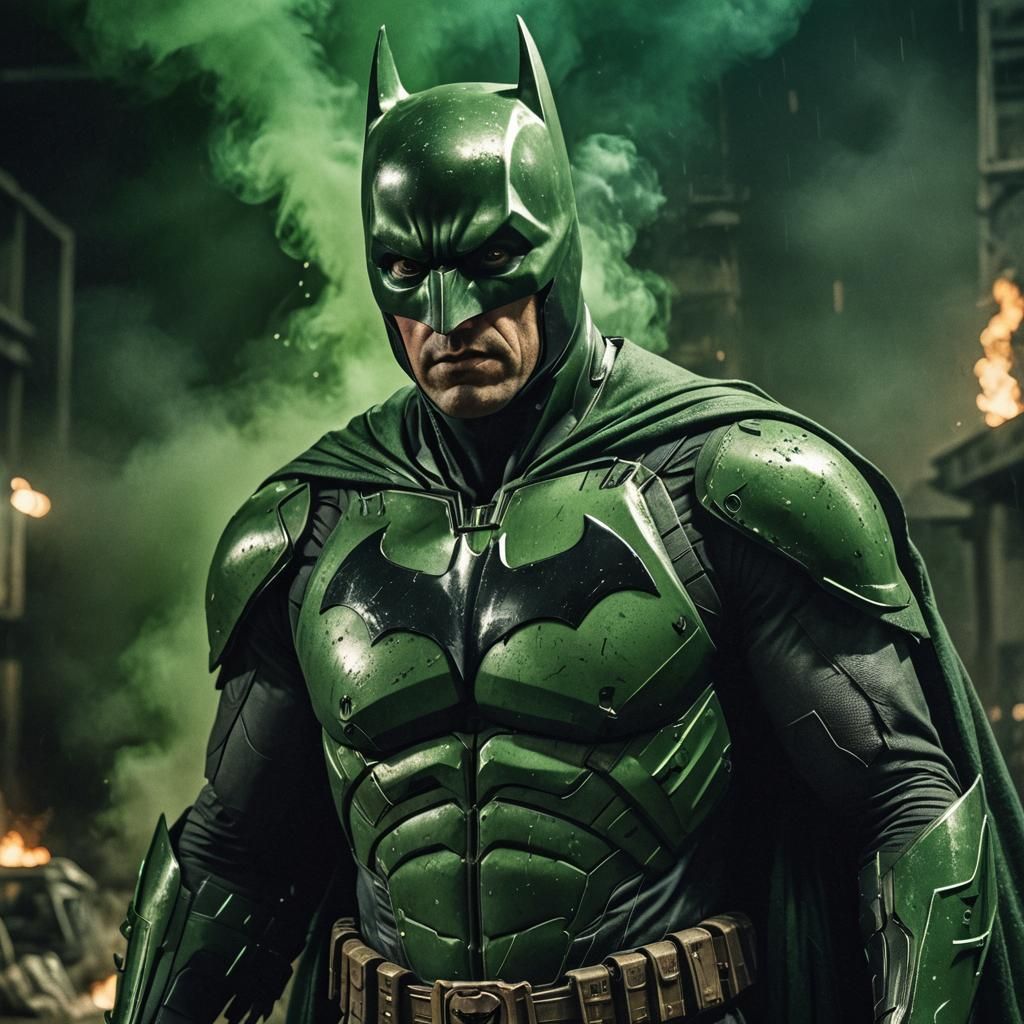 Hyperrealistic Hellish Batman in Alien Green Suit
