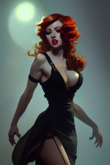 Detailed Ginger Pin-Up Portrait in Ethereal Lighting