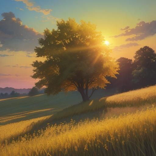 Golden hour on the wheatfield.