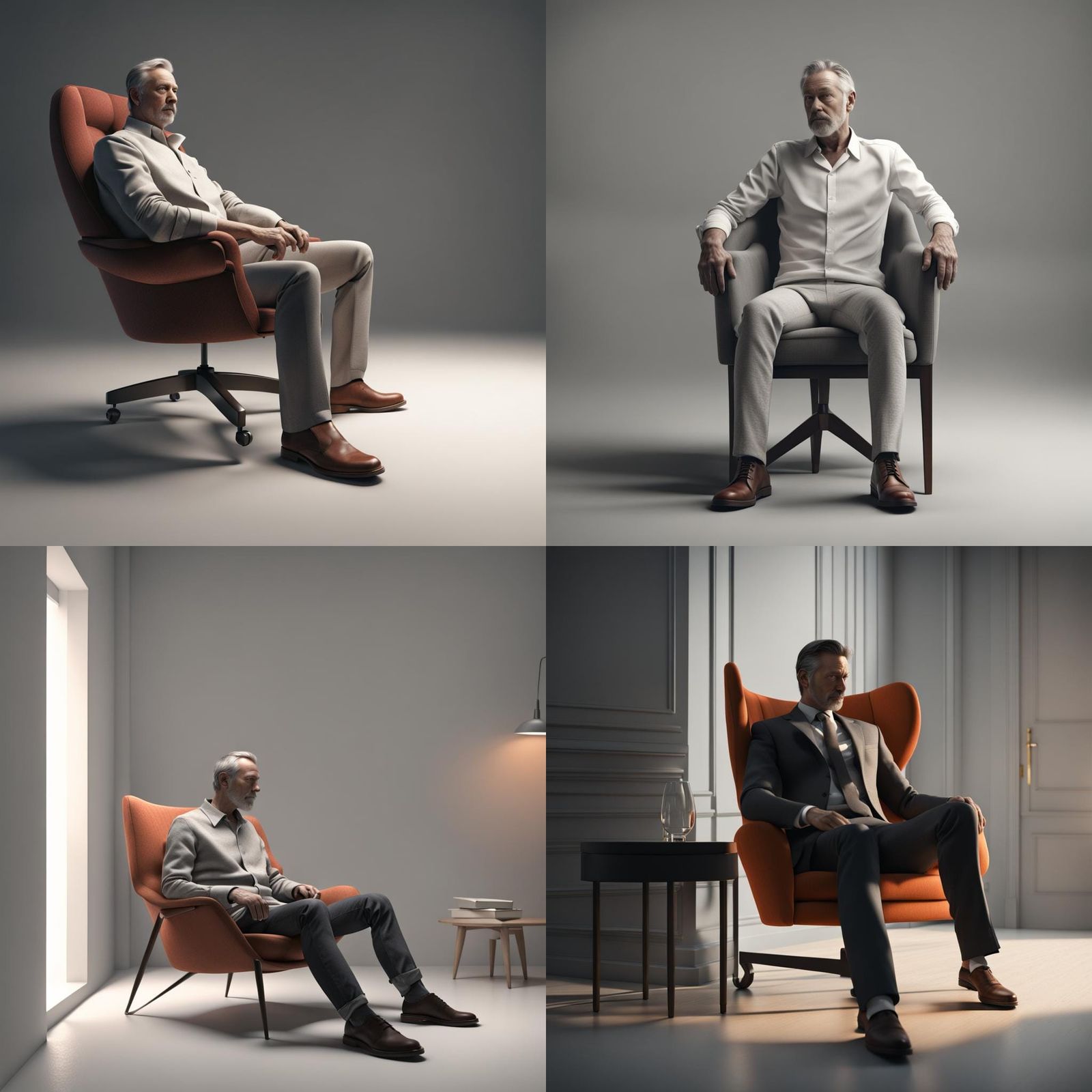 Man Sitting in Chair with Octane Render
