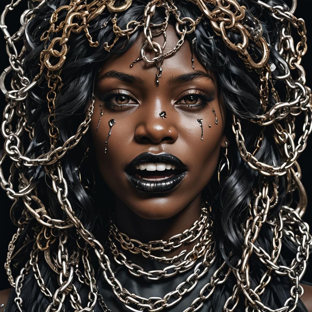 Macro Shot of Pierced Lips in Dark Photographic Art