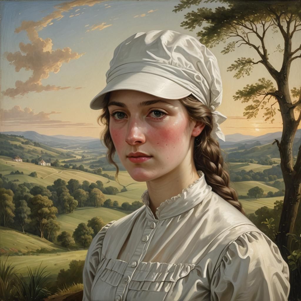 Neoclassical Portrait of Young Woman in Rural Setting