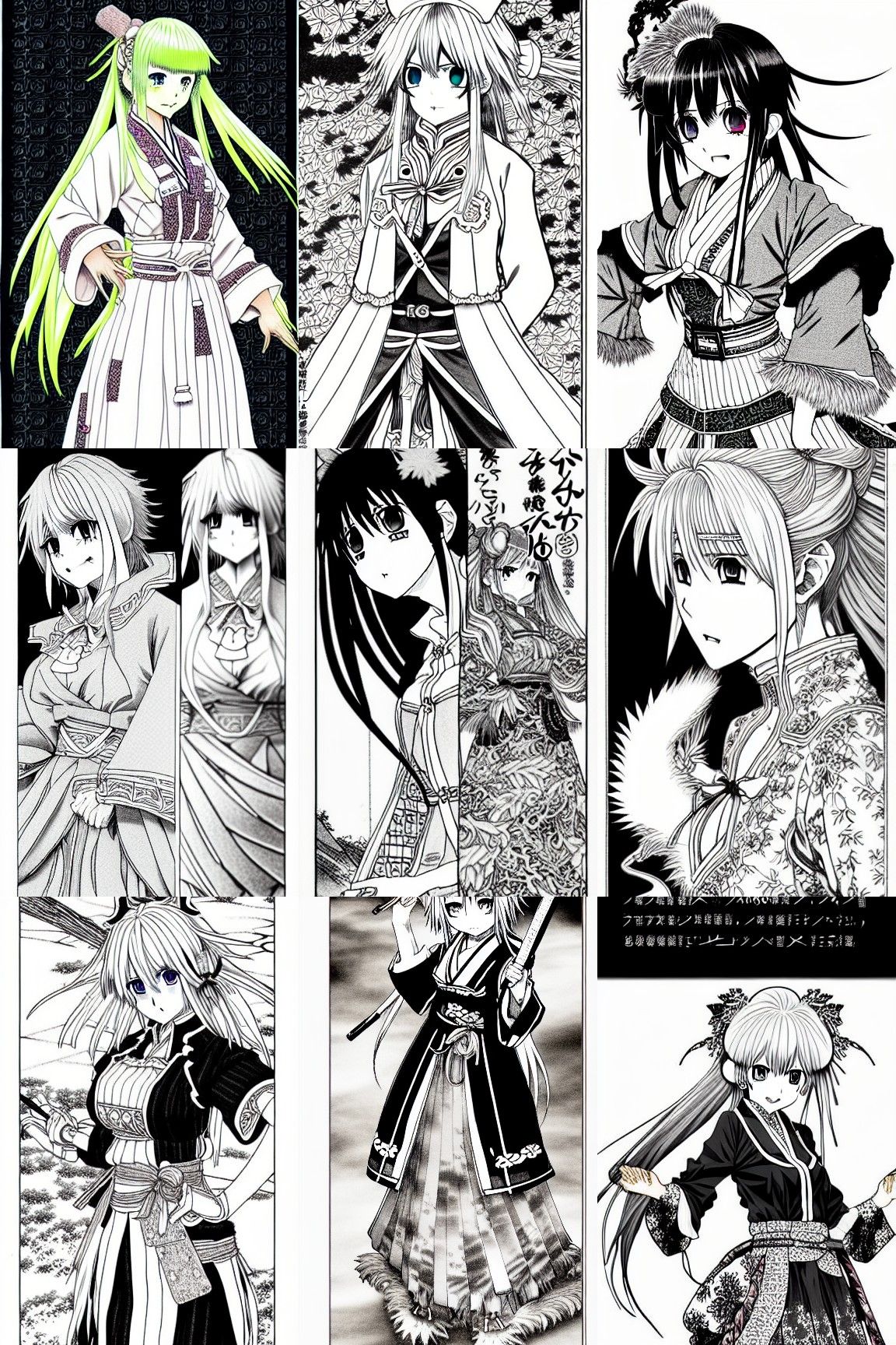 Detailed Manga Page of Blonde Woman in Demon Slayer Style