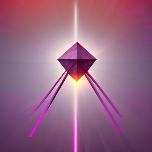 Pink Cross with Octahedron in 3D Game Style