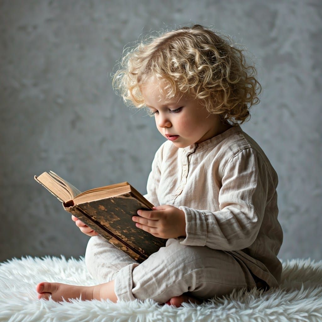 Young Reader in Dreamy, Ethereal Atmosphere