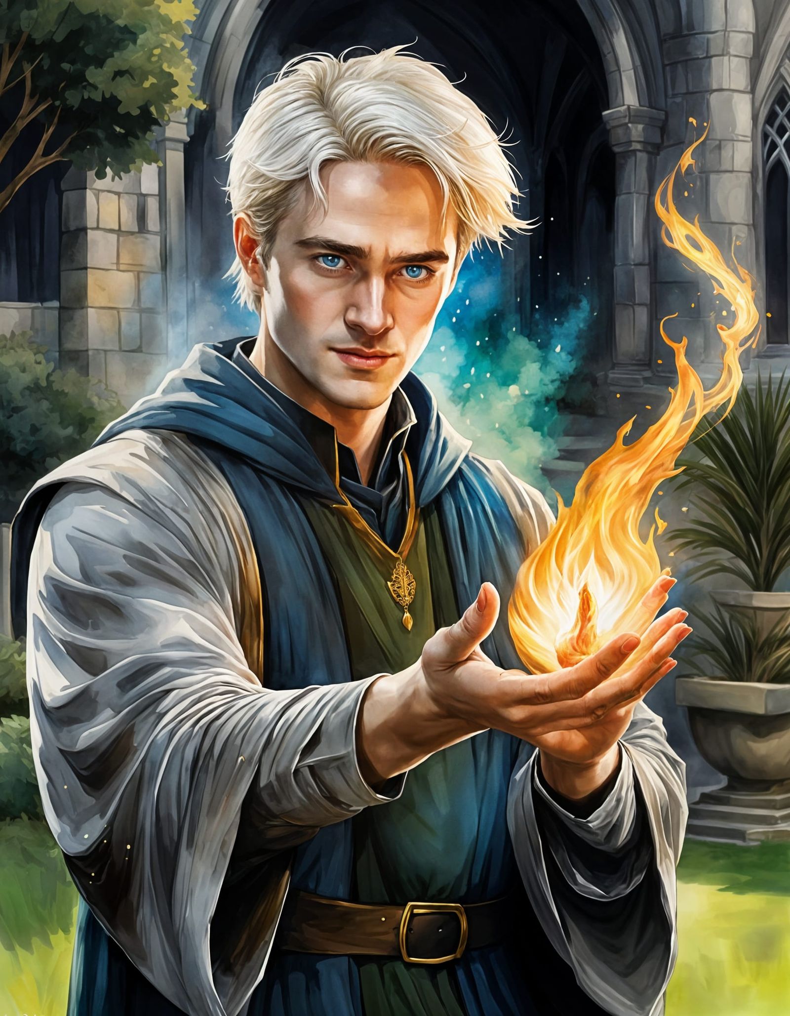 Ethereal Fantasy Wizard in Watercolor