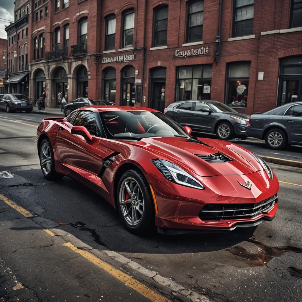 Hyperrealistic Little Red Corvette in Cinematic Lighting