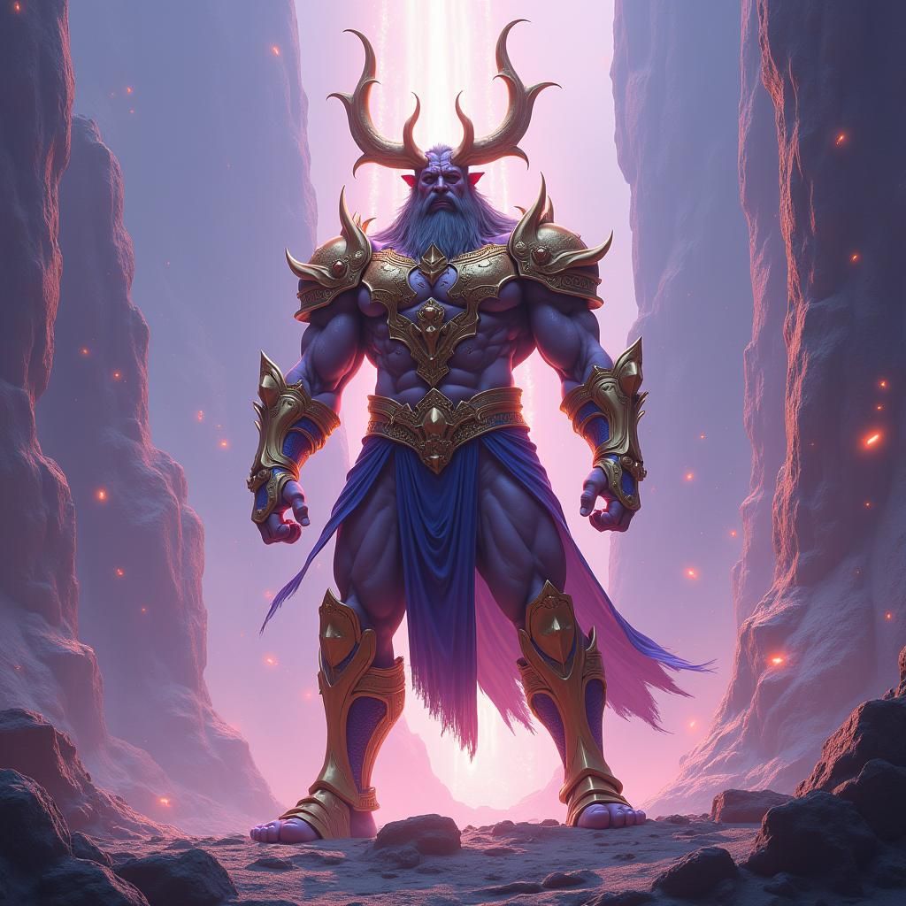 Heroic Mythical Warrior in Alien Landscape