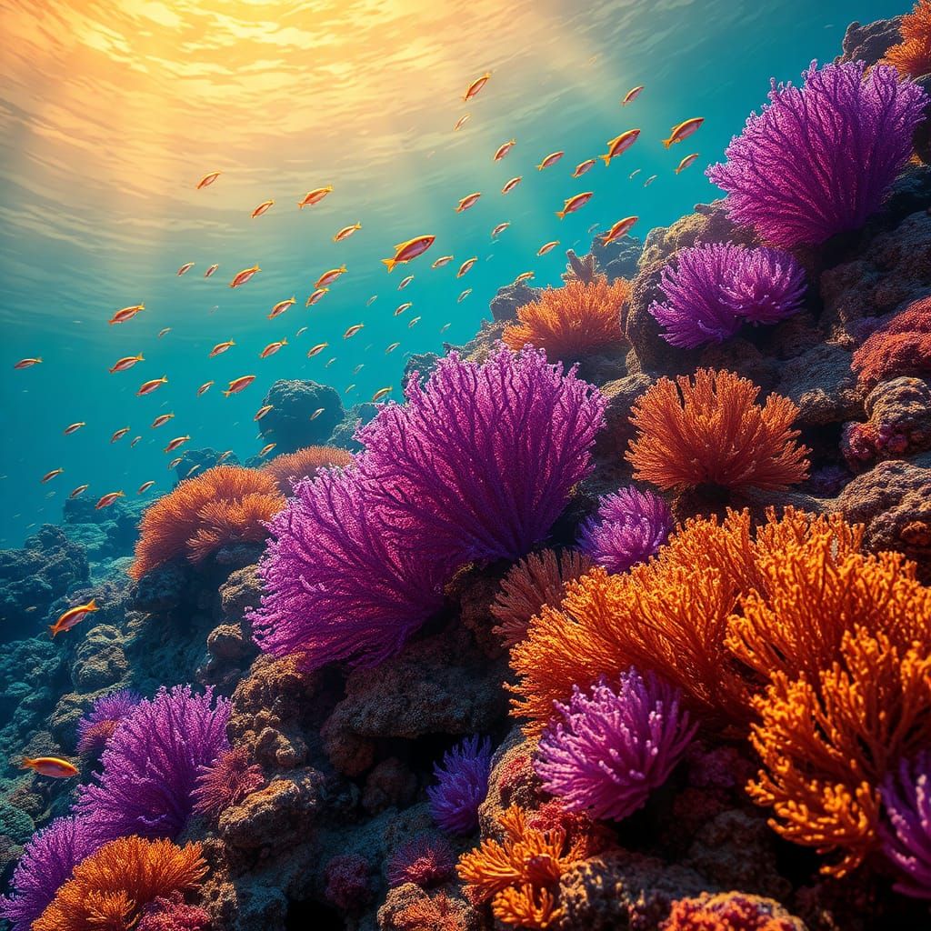 Luminous Coral Reef Scene in Dreamy Ethereal Style