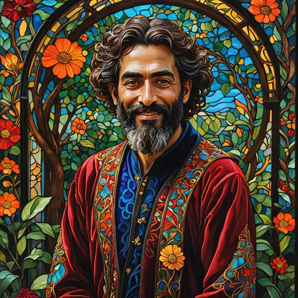 Gustav Klimt Inspired Art Nouveau Paradise Scene