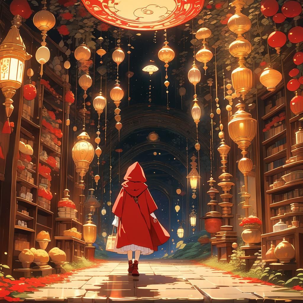 Little Red Riding Hood in Art Nouveau Style