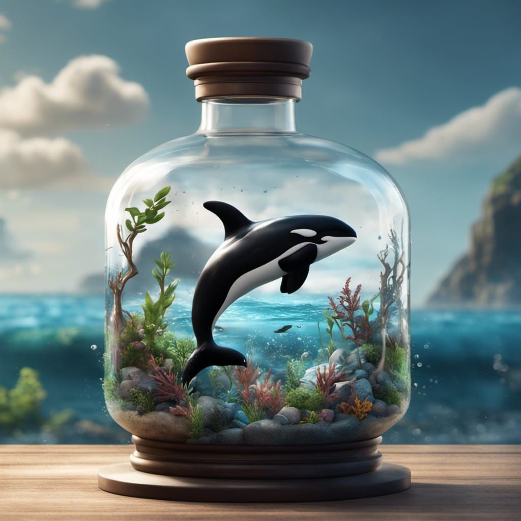Orca in a Bottle Terrarium: Fantasy Concept Art