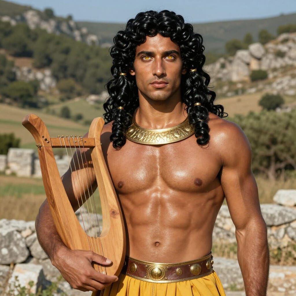 Photorealistic Portrait of Linos Apollos, Master of Song