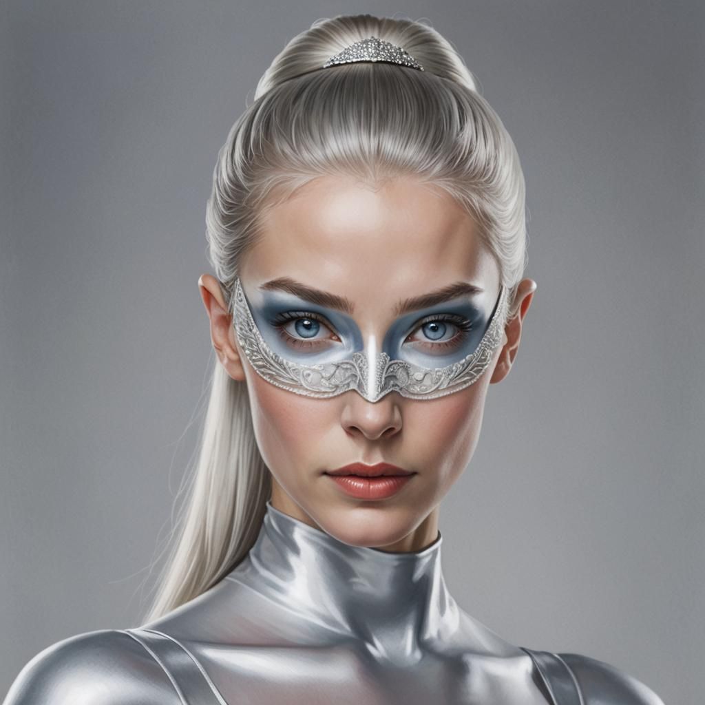 Silver-Haired Ballerina Superhero: Hyperrealistic Digital Po...