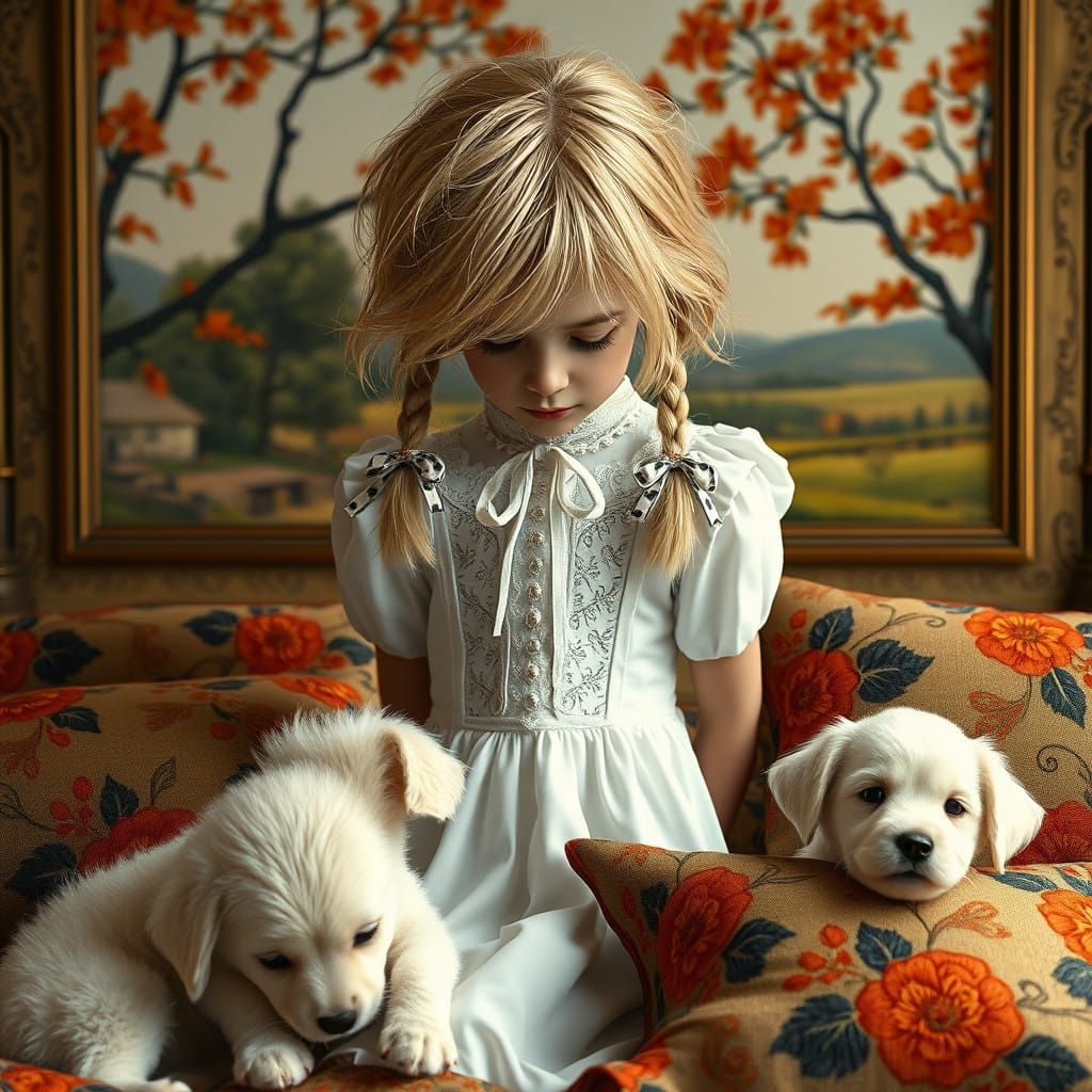 Surreal Art Nouveau Goddess with Flawless Gothic Attire and...