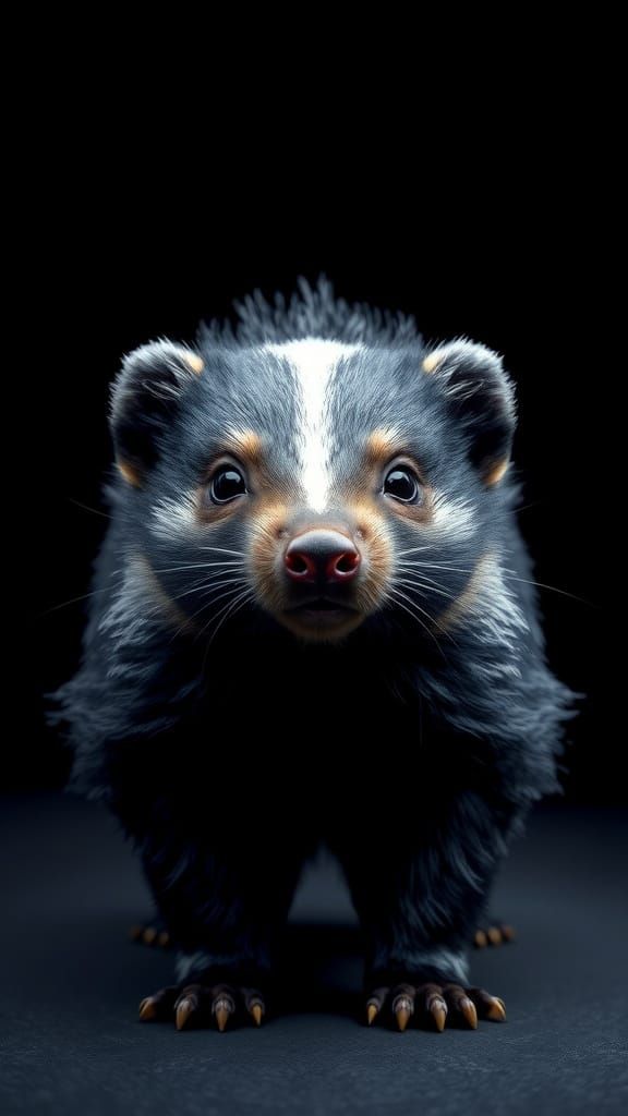 Photorealistic Skunk Portrait With Dramatic Lighting