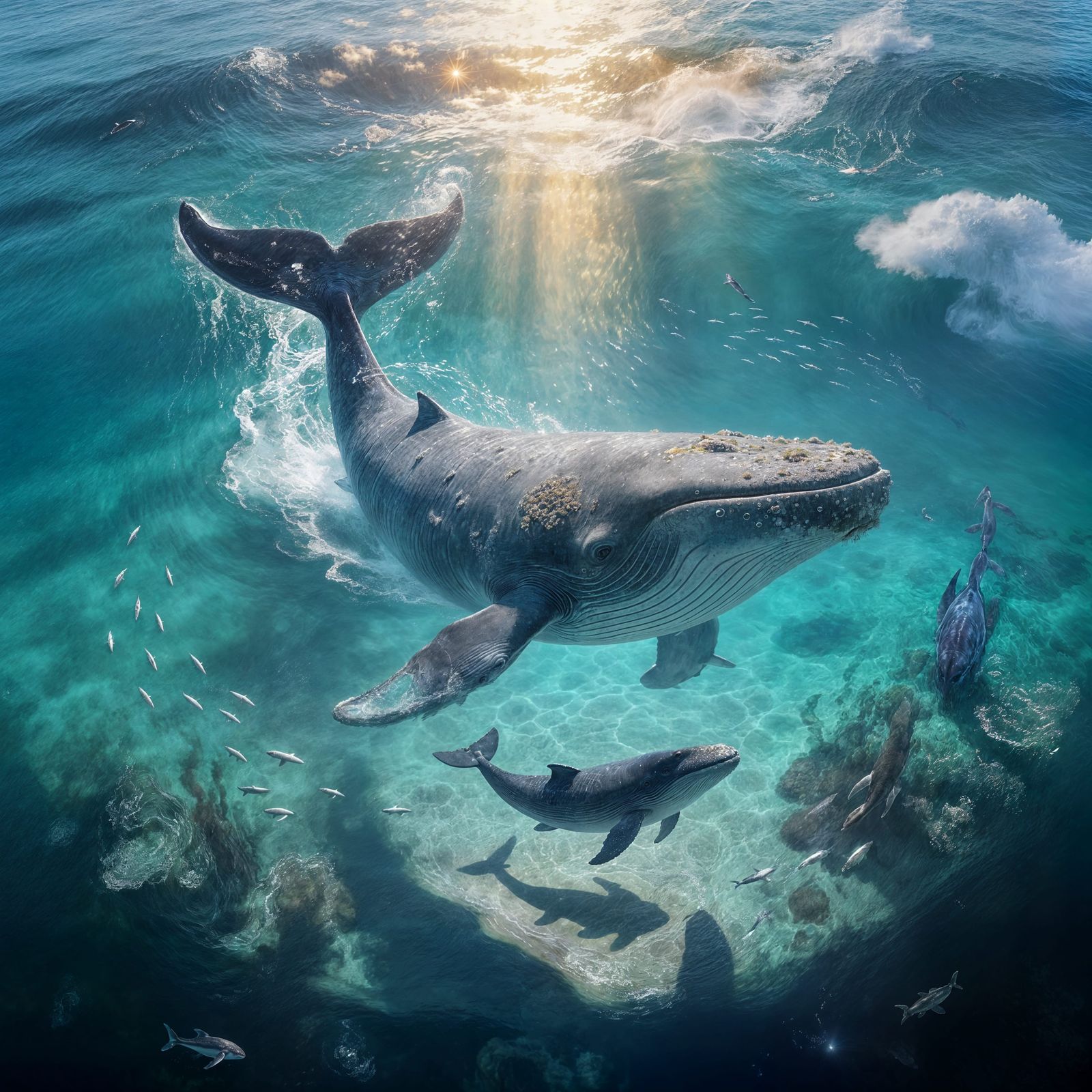 Humpback Whales in Tropical Ocean Depths