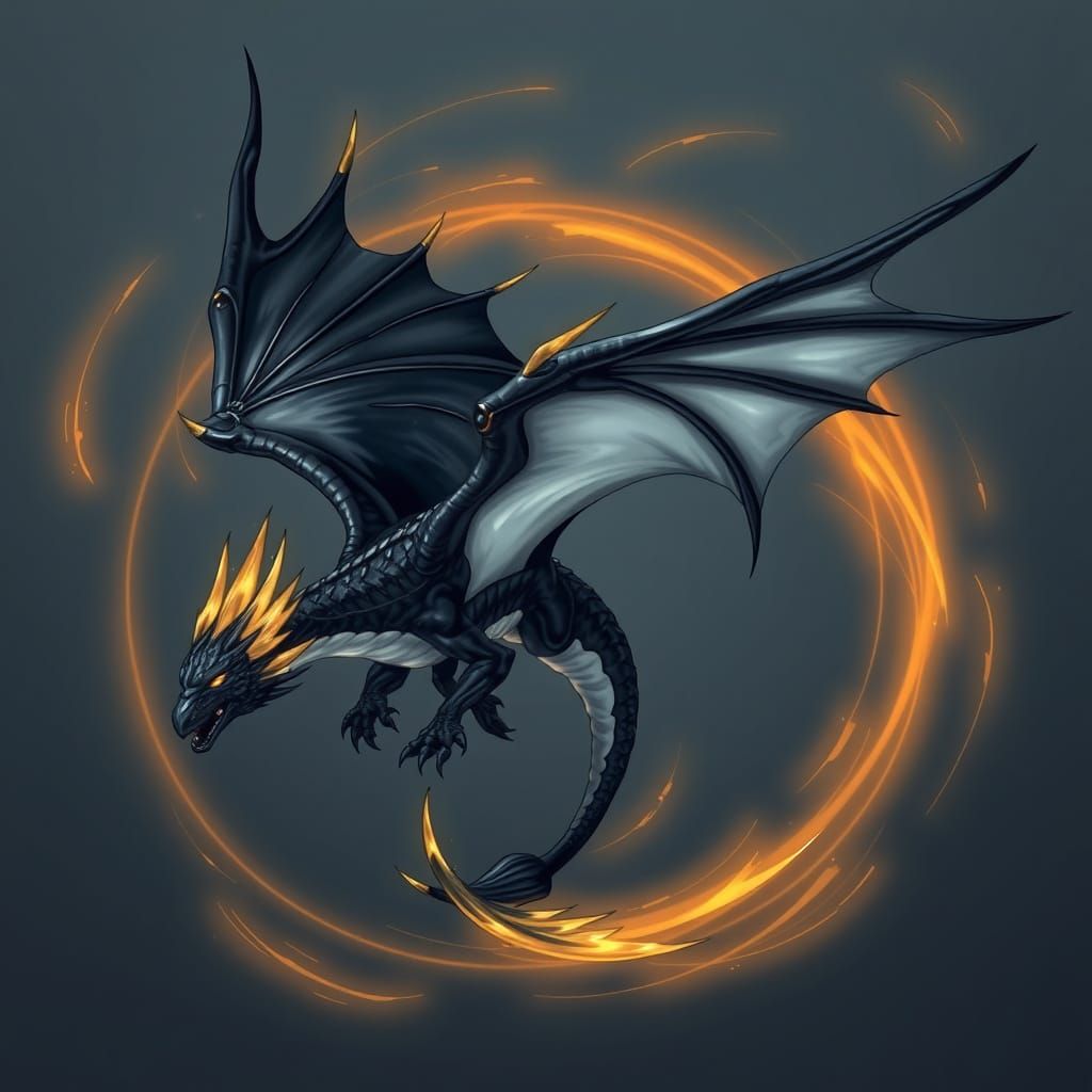 Nightfury in Flight with Gold Accents