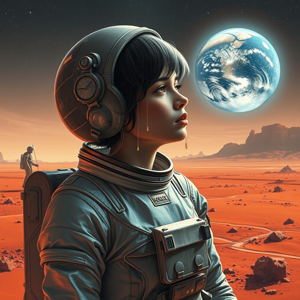 Longing Gaze: Martian Astronaut's Earthly Memories