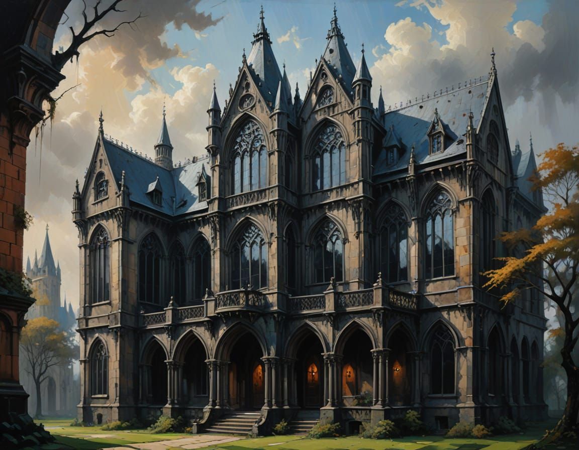Gothic Mansion in Dark Fantasy Style