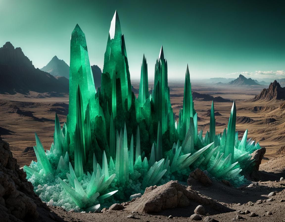 Emerald Crystal Spires: An Alien Landscape