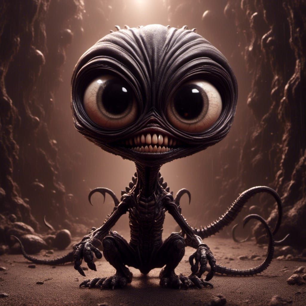 Cute Xenomorph Caricature Inspired by the Alien Movie