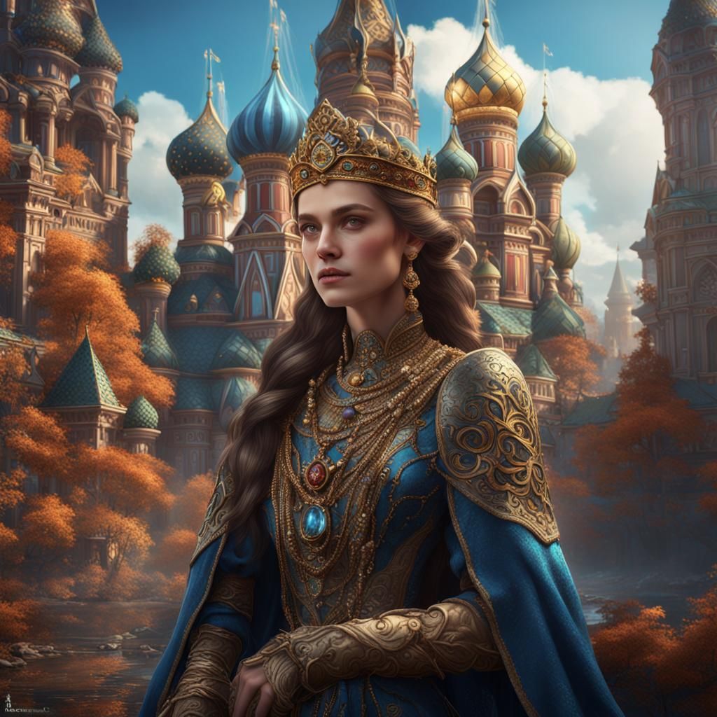 Beautiful Russian Princess in Detailed Fantasy Art