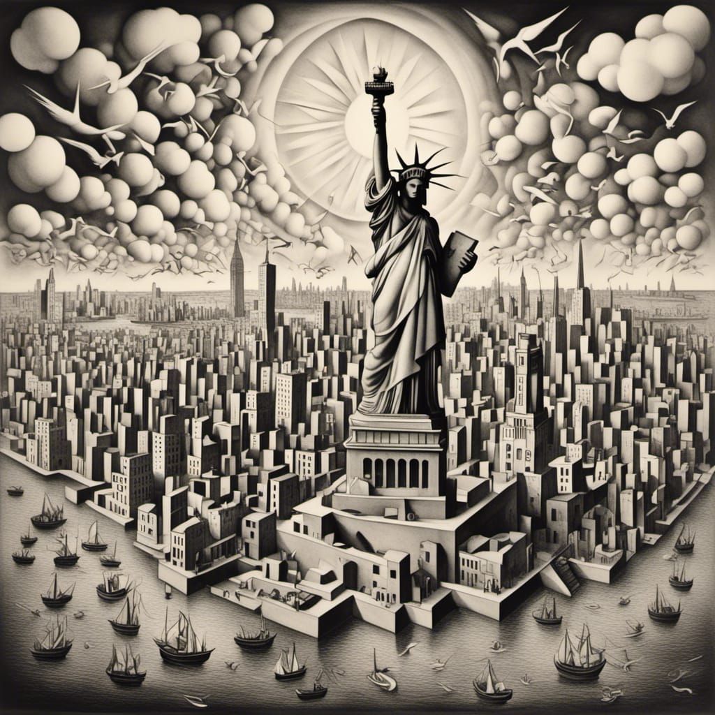 Statue of Liberty in Dadaist Style