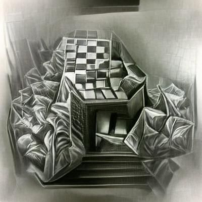 Grayscale Optical Illusion of Infinite Staircase Cube