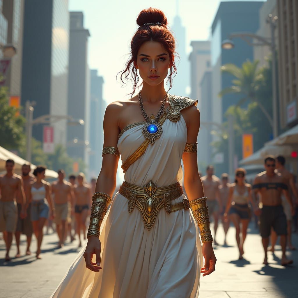 Ancient Goddess Walks Among Modern Metropolis