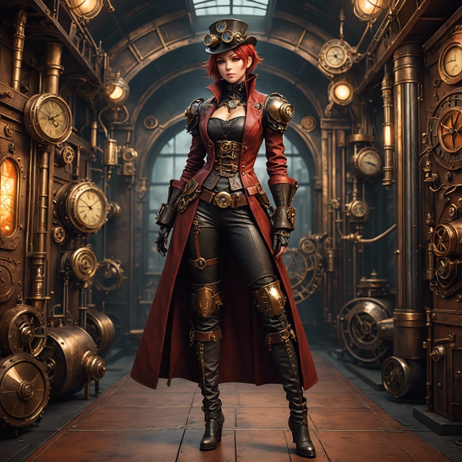 Anime Steampunk Girl in Detailed 3D Render
