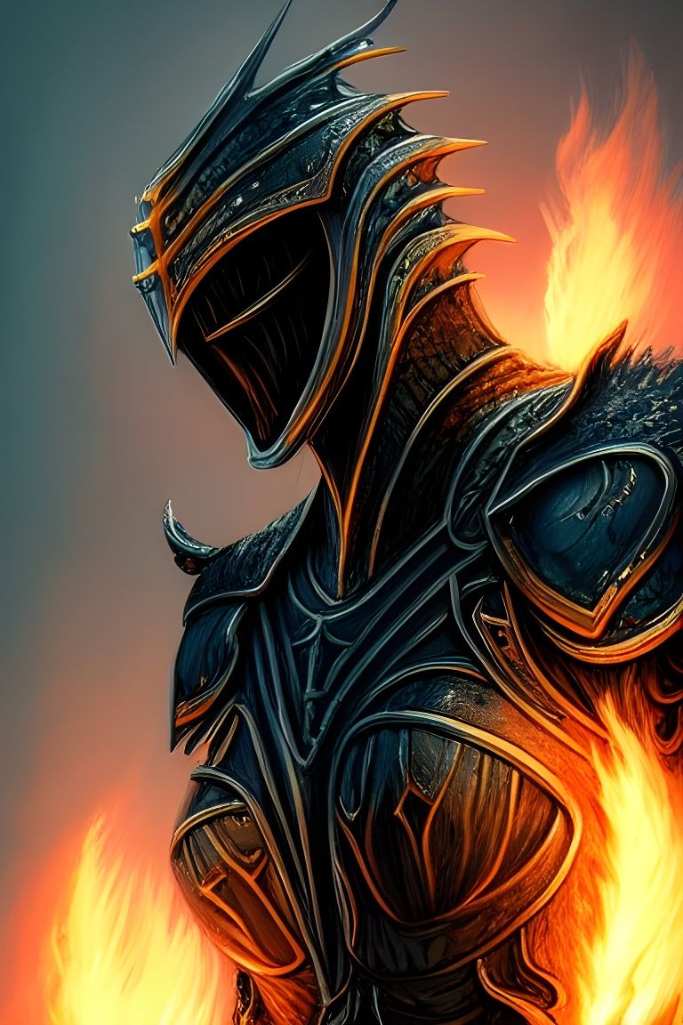 Mouth of Sauron Portrait with Burning Blue Flames