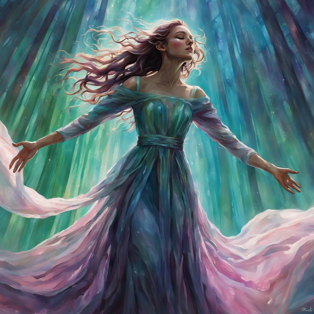 Floating Goddess with Radiant Wings in a Soft Focus Glow