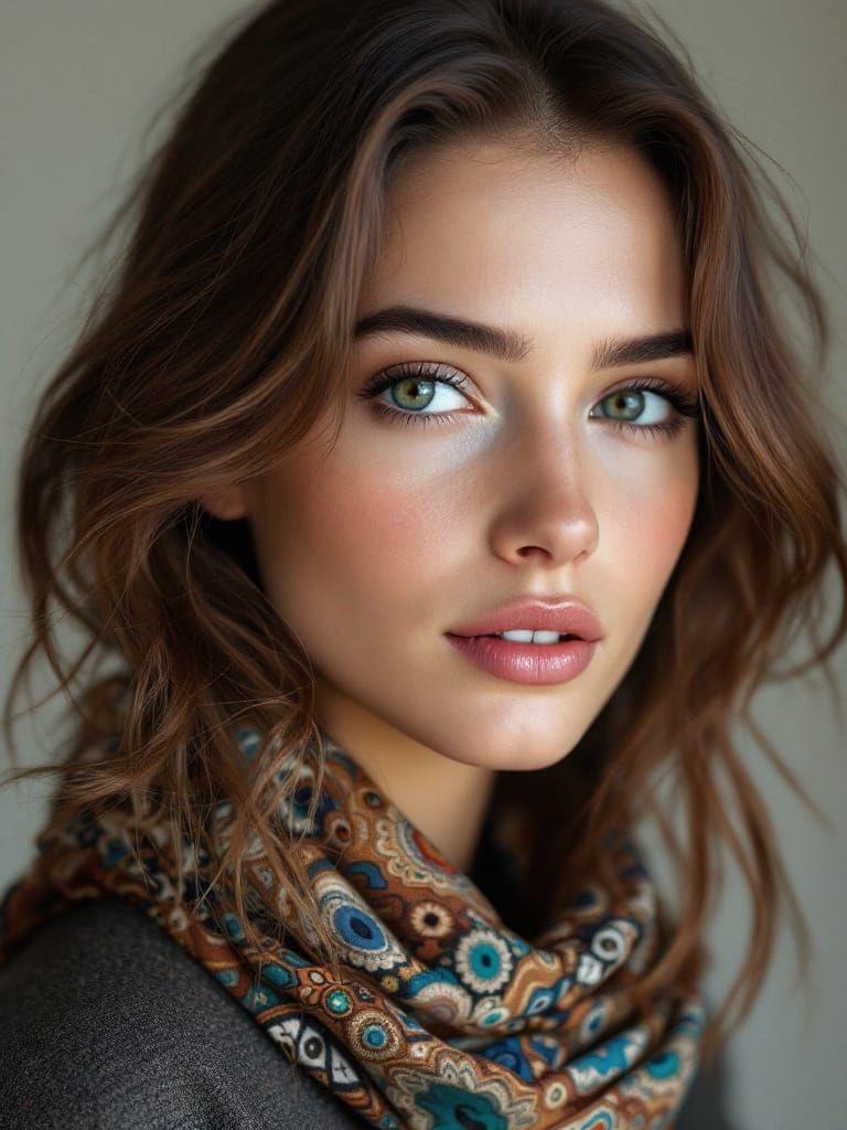 Beautiful Young Woman in Close-Up Portrait