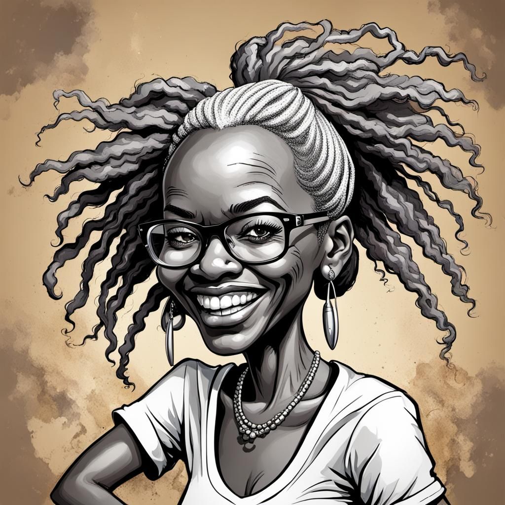 Playful Caricature of an Old Woman Dancing