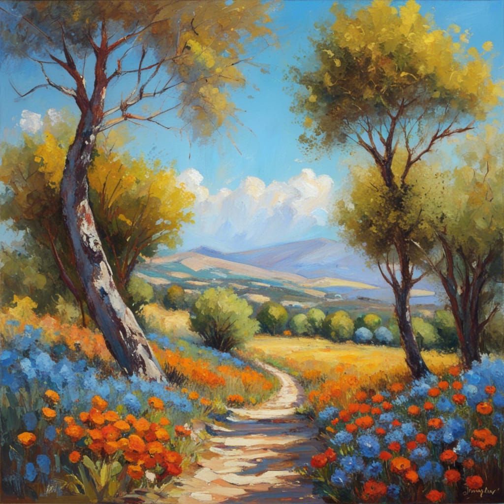 Anatolia Landscape Oil Painting: Sunny Summer Scene