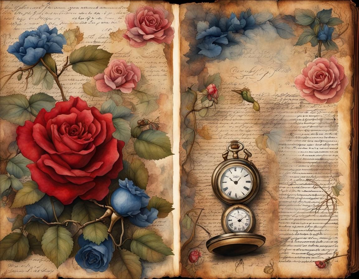 Journal Page with Roses and River in Watercolor