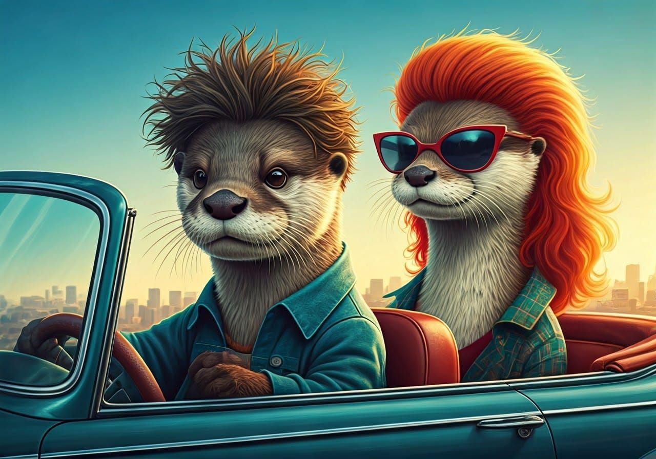 Cartoon Otter Randy Newman Drives Through Otter L.A.