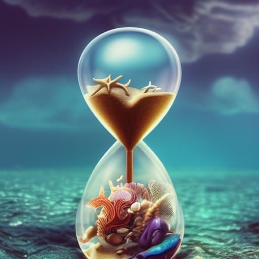 Hourglass Beach: A Hyperrealistic Fantasy Seascape
