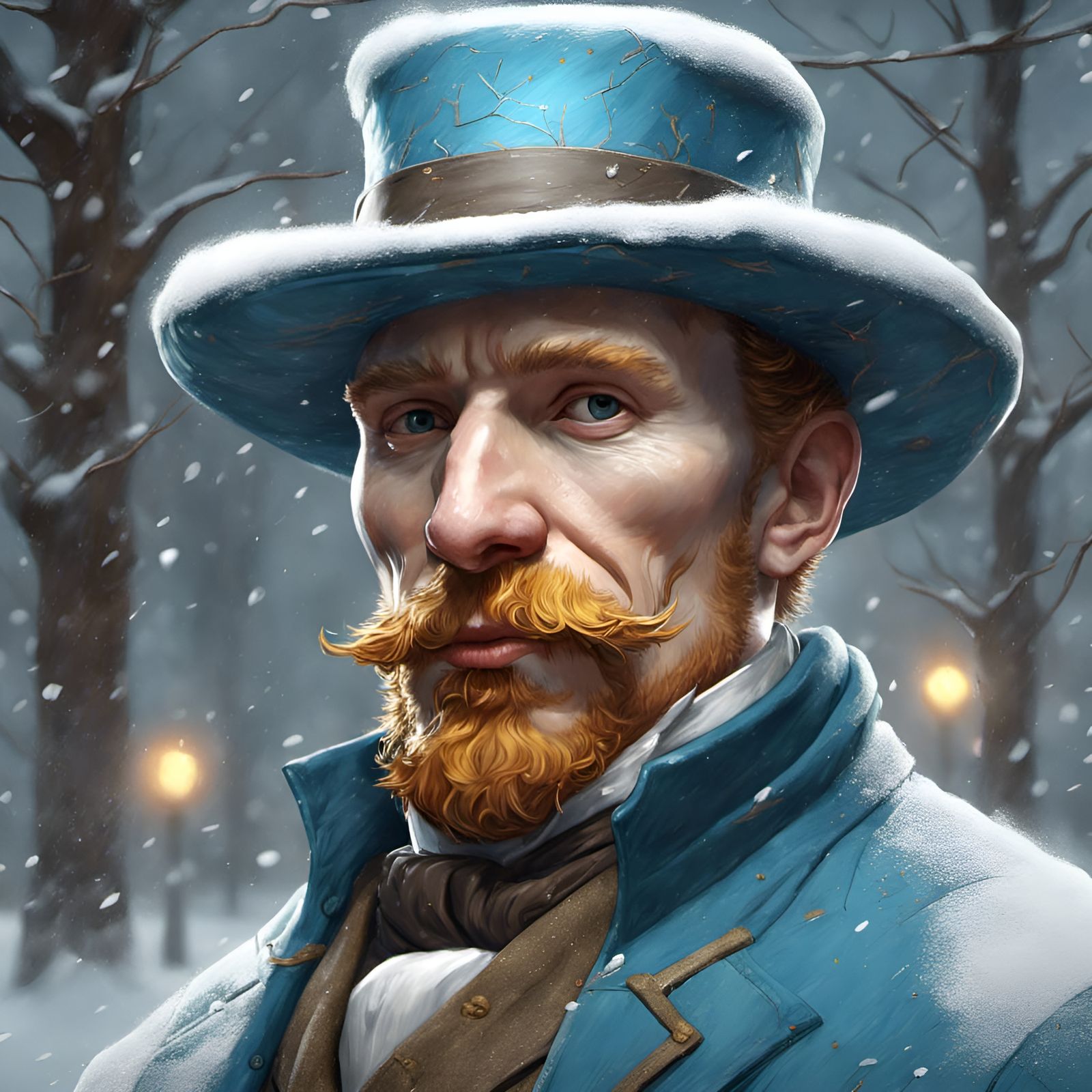 Snowman as Van Gogh: Digital Art Portrait