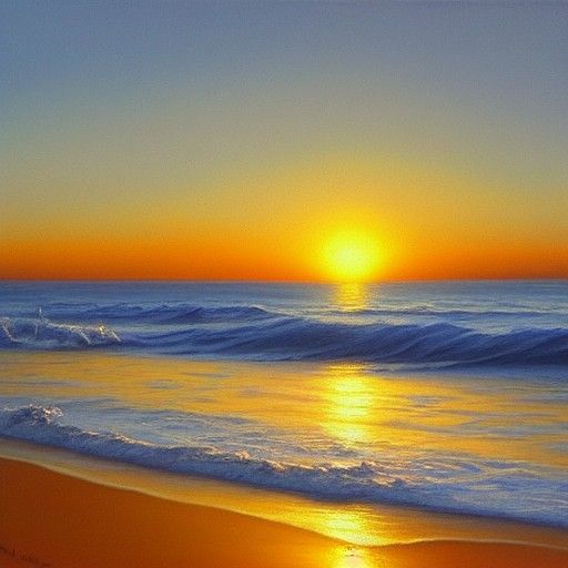 Ocean Sunrise in Oil Painting Style