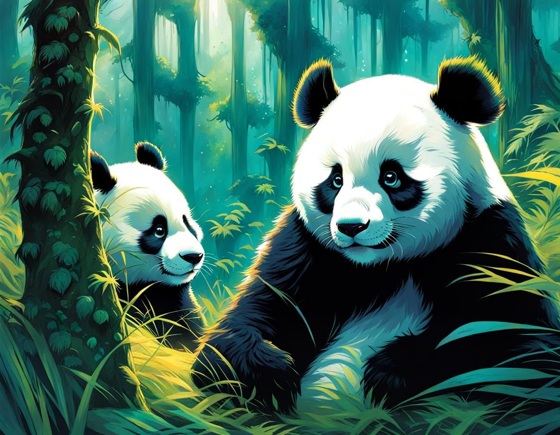 Psychedelic Pandas: Adorable Digital Art